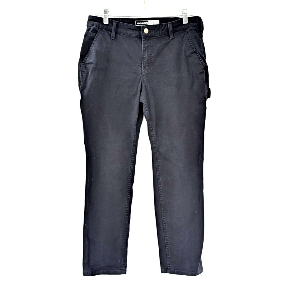 Carhartt Womens Black Relaxed Fit Straight Leg Cargo Work Jeans Size 10 Short 32